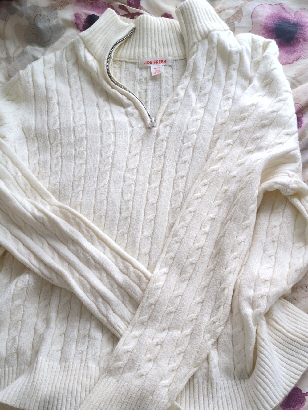 Joe Fresh Women's's Cream Cable-Pattern Half-Zip Sweater